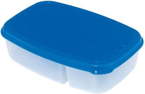 Orange85 Lunchbox - Blauw Met Bestek - 2 Vakken - Broodtrommel - Plastic | bol.com