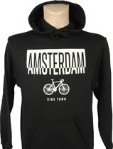 Hooded Sweater - met capuchon - Casual Hoodie - Fun Tekst - Lifestyle Hoody - Workout Sweater - Chill Sweater - Fiets - Bike Town - Amsterdam - Zwart -  Maat M