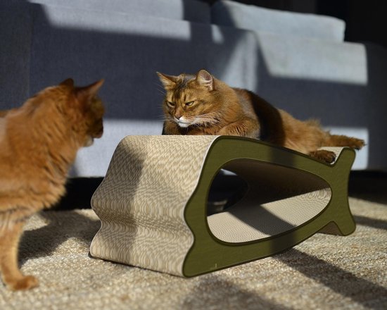 Fantasierijk ik luister naar muziek schraper Cat-On® kartonnen krabmeubel "WALVIS" olijfgroen | bol.com