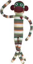 Baby Knuffel sok aap groen wit met rood hart