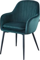 Eetkamerstoel - met armleuning - Groen - Velvet Stoel - Alexander - merk Troon Collectie - Comfortabel - Eetkamer stoelen - Extra stoelen voor huiskamer - Dineerstoelen – Tafelstoe