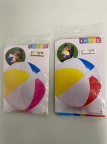 Intex: opblaasbare strandbal van kunststof - set van 2 stuks (multicolor)