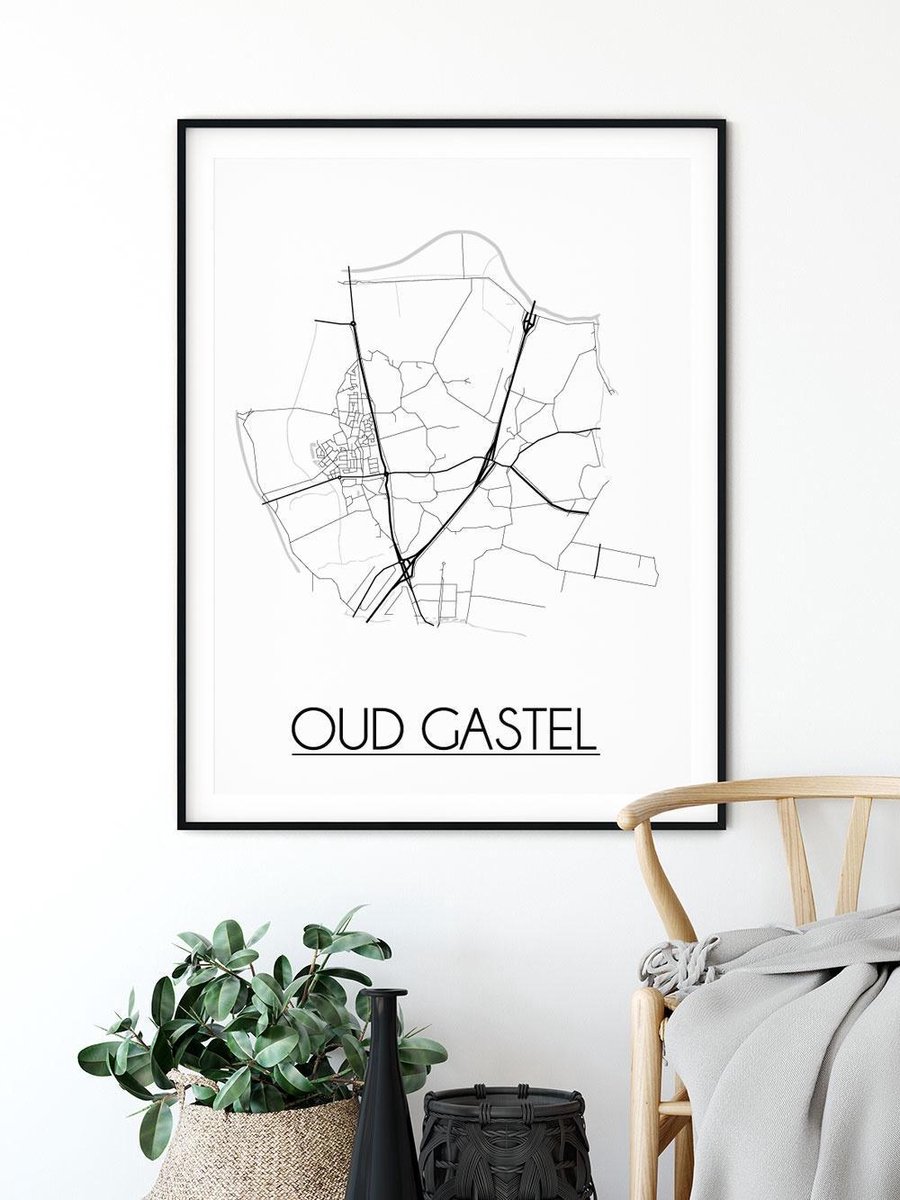 OudGastel Plattegrond poster A2 + fotolijst wit (42x59,4cm