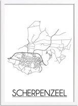 Scherpenzeel Plattegrond poster A2 + fotolijst wit (42x59,4cm) DesignClaud