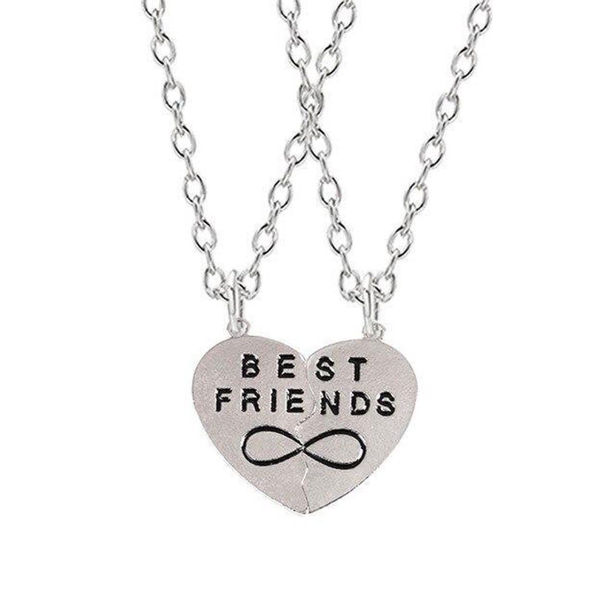 Kasey Vriendschapsketting - BFF ketting voor 2 - Best Friends Hart - Oneindigheidssymbool - Zilverkleurig