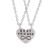 Kasey Vriendschapsketting - BFF ketting voor 2 - Best Friends Hart - Oneindigheidssymbool - Zilverkleurig