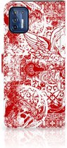 GSM Hoesje Motorola Moto G9 Plus Book Style Case Angel Skull Red