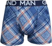 Heren boxershorts 3 pack Grandman katoen met bamboe ruit blauw M