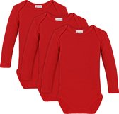 Link Kidswear - Unisex lange mouw romper van biologisch katoen - maat 50/56 - rood - 3 stuks