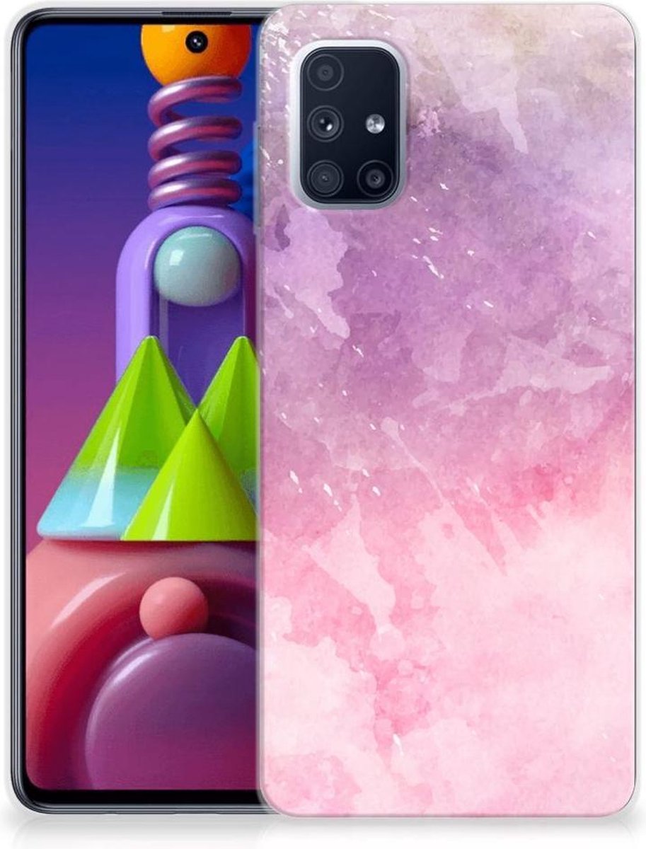 Back Cover voor Hoesje maken Samsung Galaxy M51 Pink Purple Paint