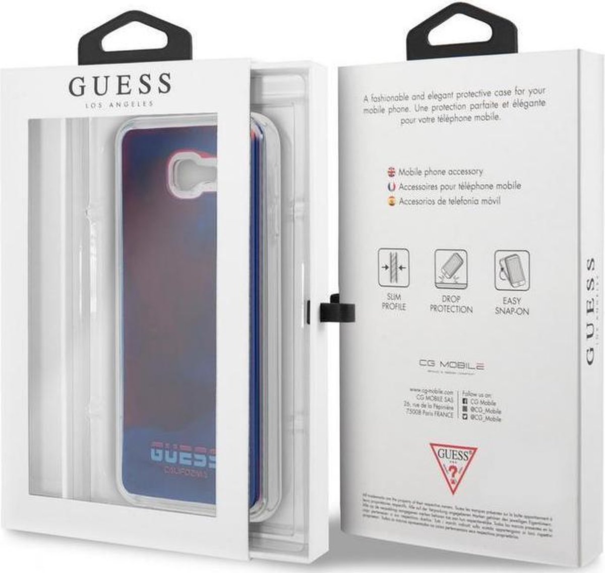 Guess Liquid Glow in the Dark Back Case - Geschikt voor Samsung Galaxy J4 PLUS - Blauw
