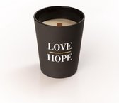 Candle V shape large ø13cm h16 black geur Sandalwood tekst Love - Hope