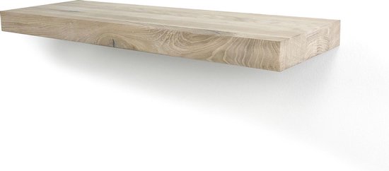 Wandplank zwevend eiken recht 100 x 20 cm - Eikenhouten wandplank - Wandplank - Zwevende wandplank - Fotoplank - Boomstam plank - Muurplank - Muurplank zwevend
