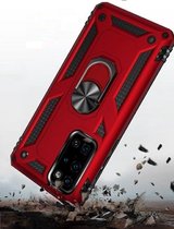 Huawei P40 Pro Rood , Shockproof Militairy Hybrid Armour Case Hoesje Met Kickstand Ring -Huawei P40 Pro - Extreem Stevige Anti-Shock Hard Rugged Cover Bumper Hoes Met Magnetische R