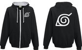 Naruto - Konohagakure Logo Zipped Men Hoodie - Zwart - L