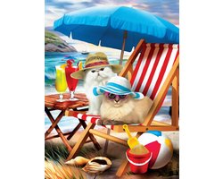 foto van SunsOut puzzel XXL stukjes - Beach Cats - 300 stukjes.