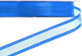 Organza Lint Satijnrand 10mm (1,0cm) Donker Blauw | Organza Satijn Lint | Luxe Kwaliteit | Kerst Lint | Cadeau lint| Rol van 22,85 Meter