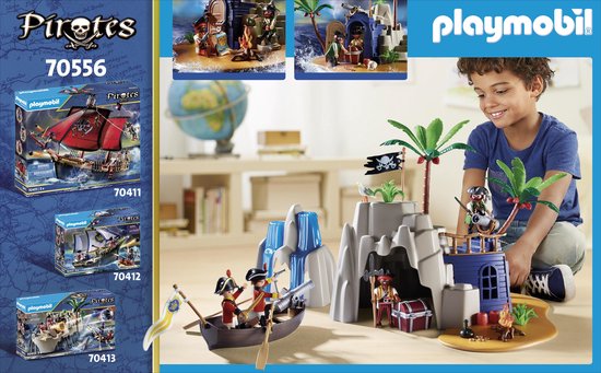 PLAYMOBIL Pirates Pirateneiland met schuilplaats voor schatten - 70556 - PLAYMOBIL