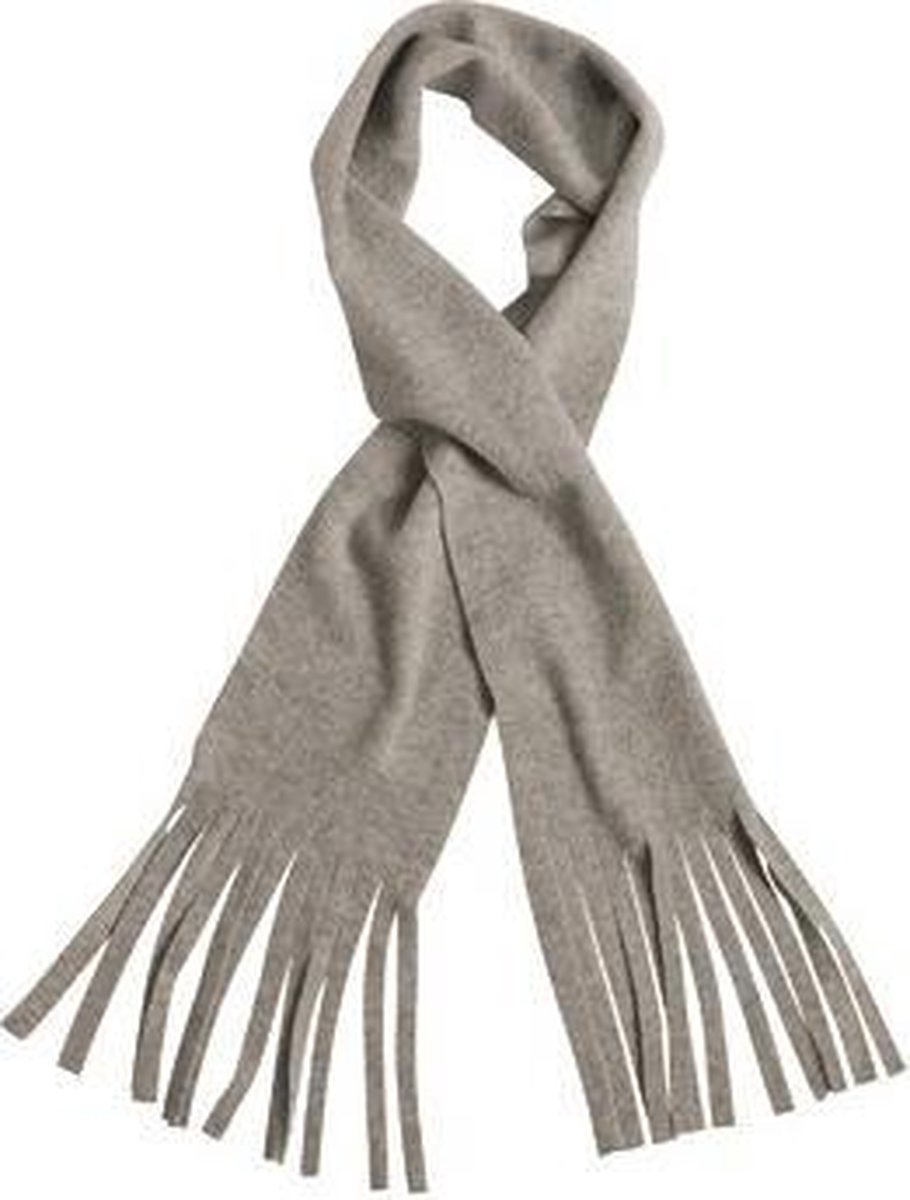 Fleece sjaal met franjes licht grijs