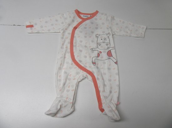 pyjama noukie's, jersey, blanc cassé avec lola, orange 0 mois 50