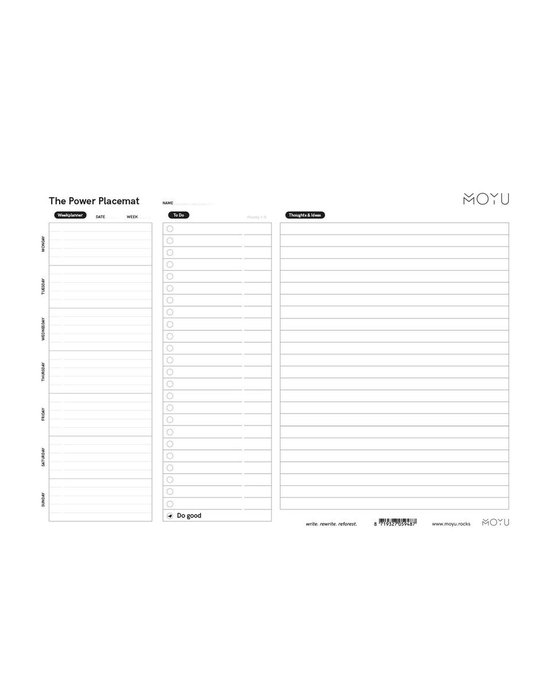 MOYU Power Placemat 2.0 | Placemat A3 | Desk Planner | Uitwisbaar & Herschrijfbaar Steenpapier