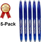 5x Blauwe Uitgumbare Pen – Balpen – Uitwisbare Pen - 0,5 mm Fine – Erasable Pen – Donker Blauw