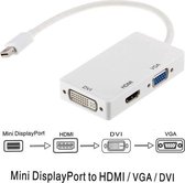 Garpex® Mini Displayport naar DVI, VGA en HDMI - 3-in-1 Adapter - Wit