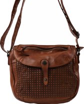 Bear Design Mattea Checker Leren Klep Schoudertas - Cognac