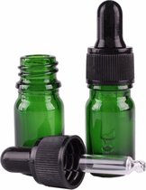 Groen glazen pipetflesje - 5 ml - inclusief zwart pipet - aromatherapie