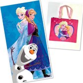 Disney Frozen cadeauset - strandlaken 140x70 cm + tas - fuchsia