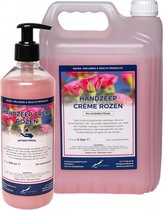 Vloeibare Handzeep Crème Rozen 500 ml met pompje + jerrycan 5 liter