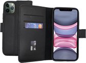 Lelycase iPhone 12 (Pro) hoesje bookcase - iPhone 12 (Pro) wallet case - hoesje iPhone 12 (Pro) bookcase - Leer - Zwart - Lelycase Echt Lederen Bookcase