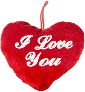 Pluche hartje rood met tekst I love you - Valentijnsdag/moederdag cadeaus en feest versieringen
