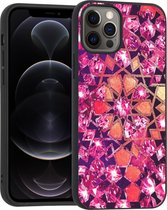 iMoshion Design voor de iPhone 12, iPhone 12 Pro hoesje - Grafisch - Roze Bling