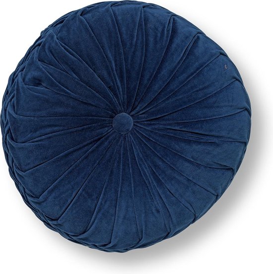 Dutch Decor - KAJA - Sierkussen rond velvet 40 cm - Insignia Blue - donkerblauw