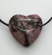 Rhodoniet edelstenen hanger hart 2 cm roze / zwart wondgenezer