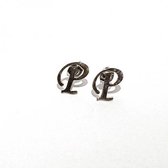 Oorbellen studs letter Alfabet - Zilver (letter P)