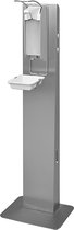 Hygienezuil | Desinfectiezuil met dispenser- 5 jaar garantie- Ophardt - desinfectiepaal met originele ingoman - antifingerprintcoating- hygiëne station - kleur zilver/aluminium - desinfectie zuil - desinfectie paal - desinfectie standaard
