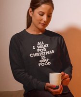 Zwarte Foute Kersttrui - All I Want For Christmas Is Food - Maat L - Kerstkleding voor dames & heren