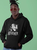 Zwarte Foute Kerst Hoodie - Sleigher Kerstman - Maat M - Kerstkleding voor dames & heren