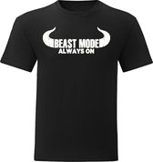 Sport T-shirt - Gym T-shirt - Fitness - Work Out - Lifestyle T-shirt  Casual T-shirt - Zwart -  Beast Mode Always On Horns  -  XL