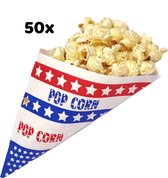 Popcorn zakjes - 50 Stuks - Papieren Puntzakjes