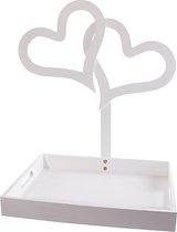 Houten dienblad wit (30x40)cm met hart | Valentijn | jubileum | bruiloft | serveerblad | plateau | tray | MDF