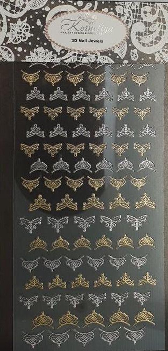 Goedkoopste Nail Art Stickers - Nagel Stickers - Korneliya 3D Nail Jewels XL - XL06 Lunula Barock