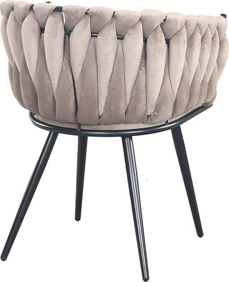 Gevlochten Velvet Eetkamerstoelen Taupe (2 stuks)