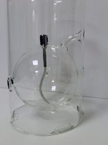 Olielamp -Windlicht -  Bol in cilinder - Peri - incl.Trechtertje - Glas - Ø26 cm - Chrome - nr:1204