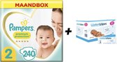 Pampers Premium Protection  - Maat 2 - 240 Luiers + WaterWipes 720 doekjes - Voordeelpack