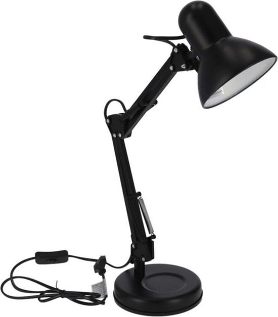 Omringd Verder Bek Edison Bureaulamp Zwart - 42cm Hoog – Verstelbaar - Buro – Kantoor –  Verlichting -... | bol.com