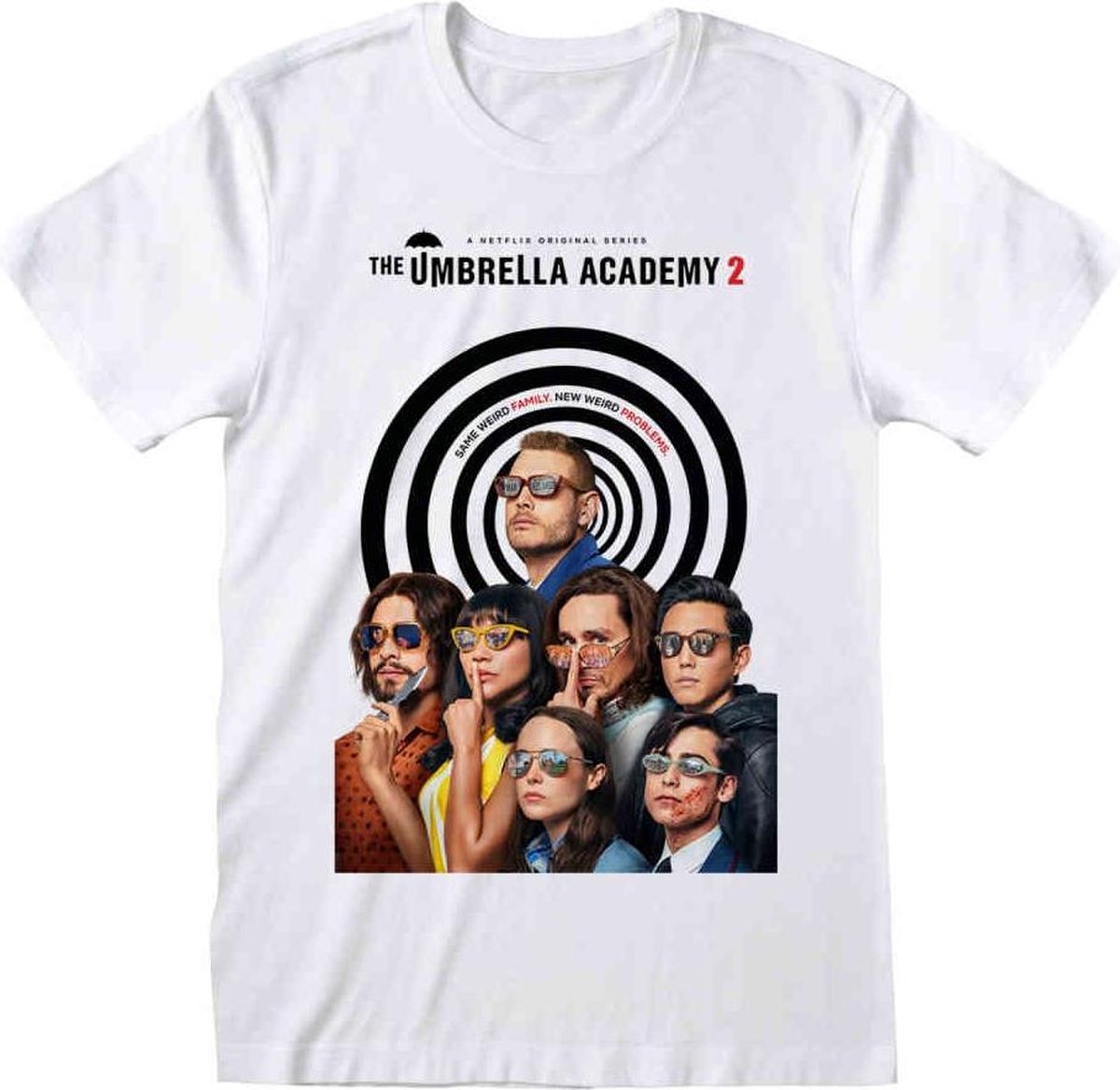 Afbeelding van product Merkloos / Sans marque  The Umbrella Academy Heren Tshirt -XL- Season 2 Poster Wit  - maat XL