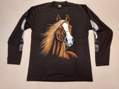 Rock Eagle Shirt: Bruin Paard met witte snoet (Small / Lange mouwen)